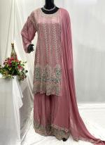 Chiffon Light Pink Festival Wear Embroidery Work Readymade Plazzo Suit